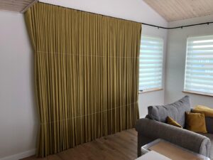 80mm Wave Curtains Dress and Pleated on Electric Curtain Track