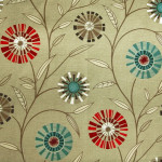 Carnival 840 Beige Red Fire Resistant Fabric