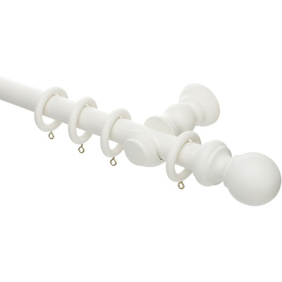 28mm Honister Wood Curtain Pole Set Linen White