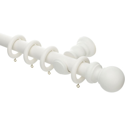 35mm Honister Wood Curtain Pole Set Linen White