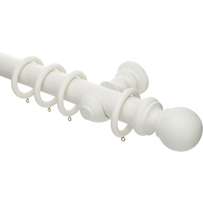 50mm Honister Wood Curtain Pole Set Linen White