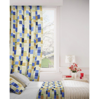 Jitterbug 130 Blue Gold Fire Resistant Curtains