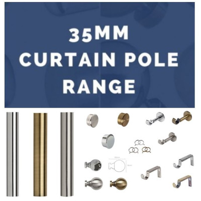 35mm Curtain Pole Range 3 Colours 2 Finial Options