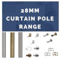 28mm Curtain Pole Range - 3 Colours - 2 Finial Types | 28mm Heavy Duty Contract Curtain Poles