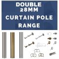 28mm Double Curtain Pole | Range 3 Colours 2 Finial Options | Contract Duty