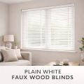 50mm Faux Wood Blinds - Plain - White - White Ladder Tape