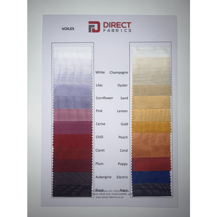Coloured Flame Resistant Voile 300cm