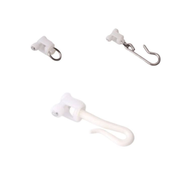 Cubicle Curtain Track Gliders, 3 Types. Standard Glider, Metal Hook Glider and Plastic J hook