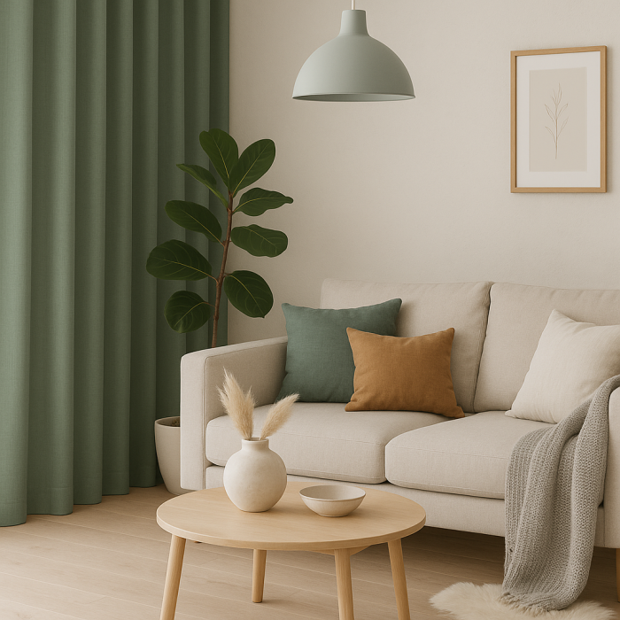 Thyme - Essence Flame retardant Blackout Curtains - Green Blackout Curtains