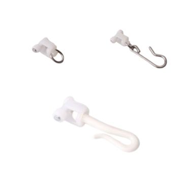 Cubicle Curtain Track Gliders, 3 Types. Standard Glider, Metal Hook Glider and Plastic J hook