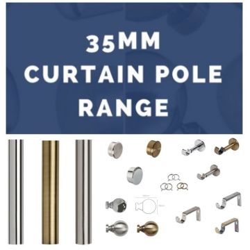35mm Curtain Pole Range 3 Colours 2 Finial Options - 35mm Heavy Duty Curtain Poles