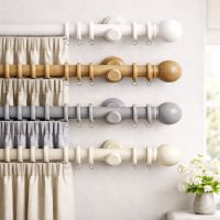 28mm Wooden Curtain Pole Set – White, Oak, Grey or Cream