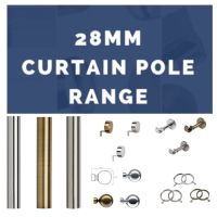 28mm Curtain Pole Range - 3 Colours - 2 Finial Types | 28mm Heavy Duty Contract Curtain Poles