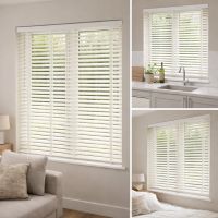 50mm Faux Wood Blinds - Wood Grain - White- White Ladder Tape