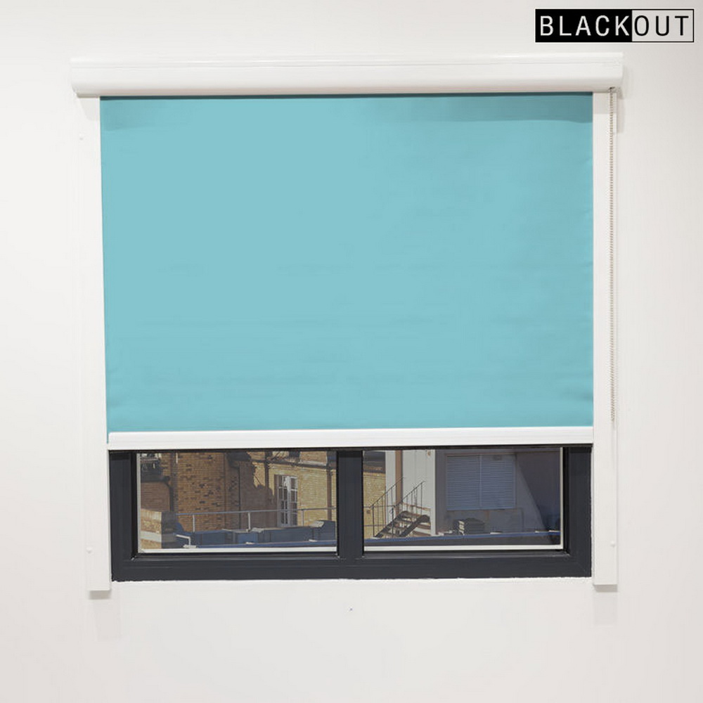 Cassette roller blind mockup in Cool Blue