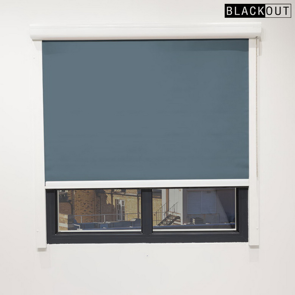 Cassette roller blind mockup in Denim