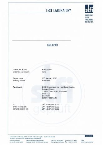 STFI test report cover